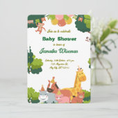 ワイルドサファリベイビーシャワーカード - ジャングルの動物 招待状 (スタンド正面)