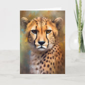 ワイルドサファリポートレートの水の色のチーター カード (正面)