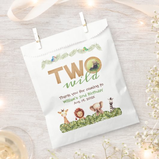 ワイルドサファリ写真二番目の誕生日アニマルウッド フェイバーバッグ (クリップ留めされた状態)