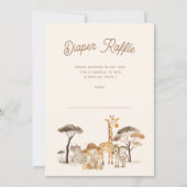 ワイルドサファリ動物おむつラッフルチケットカード 招待状 (正面)