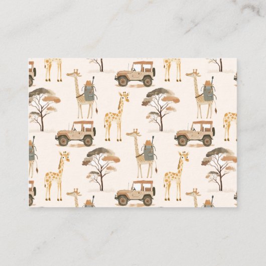 ワイルドサファリ動物のベビー エンクロージャーカード (裏面)