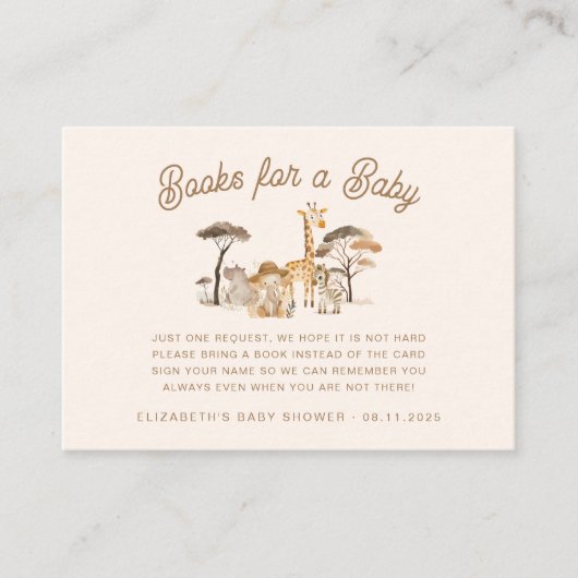 ワイルドサファリ動物のベビー エンクロージャーカード (正面)