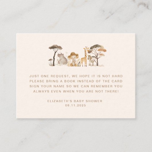 ワイルドサファリ動物の本ベビーチケット エンクロージャーカード (正面)