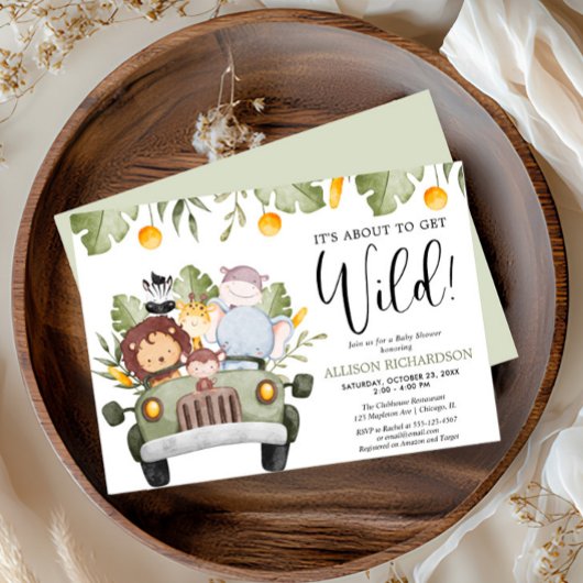 ワイルドサファリ動物の男の子ベイビーシャワーの準備 招待状