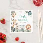 ワイルドサファリ動物の誕生日パーティー スタンダードカクテルナプキン (インサイチュ)