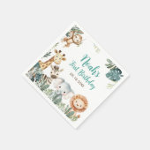 ワイルドサファリ動物の誕生日パーティー スタンダードカクテルナプキン (角)