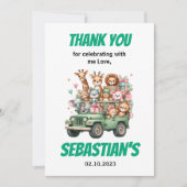 ワイルドサファリ動物の2歳誕生日パーティー サンキューカード (正面)