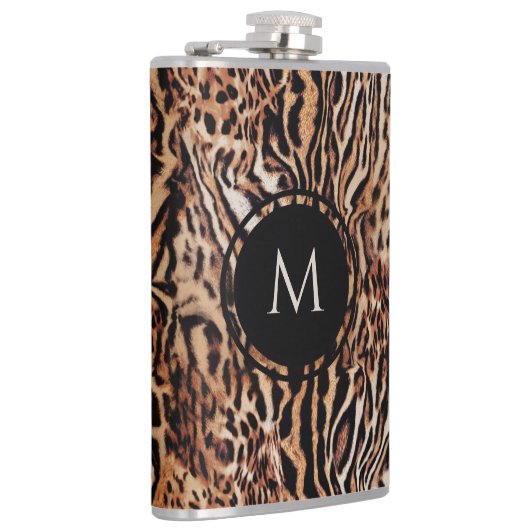 ワイルドサファリ動物プリントにあなたのモノグラム フラスク (右)