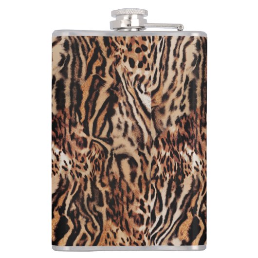 ワイルドサファリ動物プリントにあなたのモノグラム フラスク (裏面)