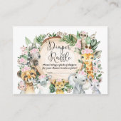 ワイルドサファリ動物女の子の赤ちゃんシャワーおむつラッフル エンクロージャーカード (正面)