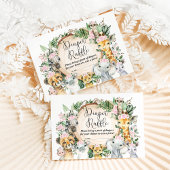 ワイルドサファリ動物女の子の赤ちゃんシャワーおむつラッフル エンクロージャーカード