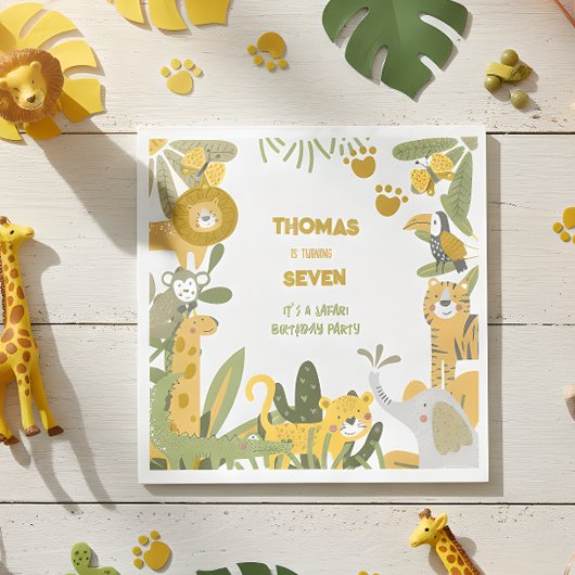 ワイルドサファリ子供の誕生日 スタンダードランチョンナプキン
