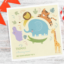 ワイルドサファリ子供の誕生日 スタンダードランチョンナプキン