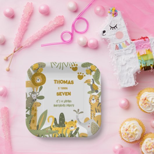 ワイルドサファリ子供の誕生日 ペーパープレート (パーティー)
