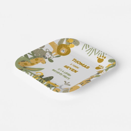 ワイルドサファリ子供の誕生日 ペーパープレート (傾斜あり)