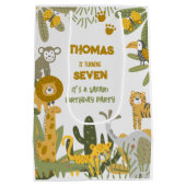 ワイルドサファリ子供の誕生日 ミディアムペーパーバッグ (裏面)