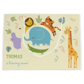 ワイルドサファリ子供の誕生日 ラージペーパーバッグ (正面)