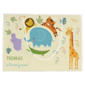 ワイルドサファリ子供の誕生日 ラージペーパーバッグ (裏面)