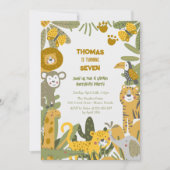 ワイルドサファリ子供の誕生日 招待状 (正面)