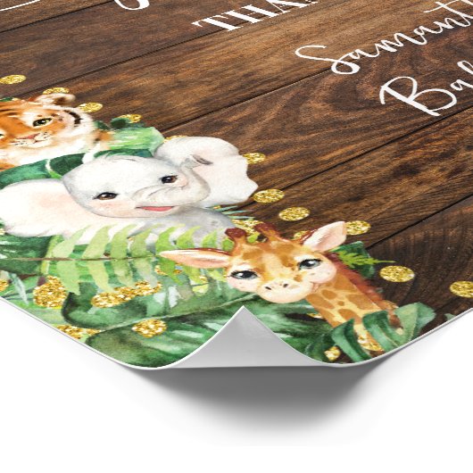 ワイルドサファリ素朴ギフト赤ちゃんシャワーサイン ポスター (角)