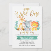 ワイルドサファリ ウォーターカラー ベイビーシャワー 招待状 (正面)