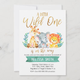 ワイルドサファリ ウォーターカラー ベイビーシャワー 招待状