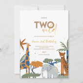 ワイルドサファリ 2歳の誕生日招待状 招待状 (正面)