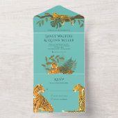 ワイルドサファ結婚リ大きな猫ズオールインワン招待状 オールインワン招待状 (内側)