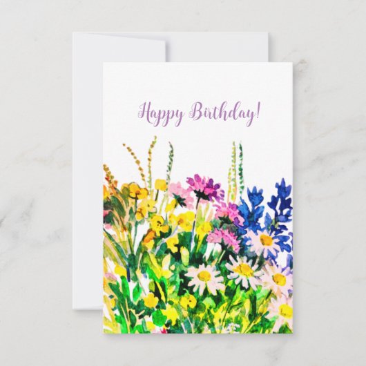 ワイルドサマーフラワーズハッピーバースデーカード サンキューカード (正面)