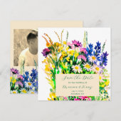 ワイルドサマー花の結婚式場面をおさえる 案内状 (正面/裏面)