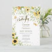 ワイルドサンフラワーズ&蝶ニュートラルベビーシャワー 招待状 (スタンド正面)