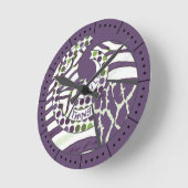 ワイルドシングパープルアニマルプリント番号 ラウンド壁時計 (傾斜)