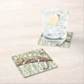 ワイルドジャングルグリーンアイビーヒョウ誕生日 スクエアペーパーコースター (インサイチュ)