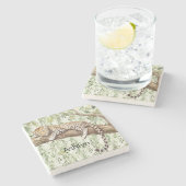 ワイルドジャングルグリーンアイビーヒョウ誕生日 ストーンコースター (横)