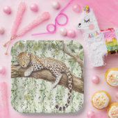 ワイルドジャングルグリーンアイビーヒョウ誕生日 ペーパープレート (パーティー)