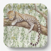 ワイルドジャングルグリーンアイビーヒョウ誕生日 ペーパープレート (正面)