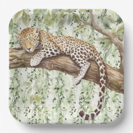 ワイルドジャングルグリーンアイビーヒョウ誕生日 ペーパープレート