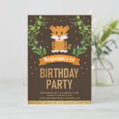 ワイルドジャングルサファリかわいいベビータイガーバースデーパーティー 招待状 (スタンド正面)