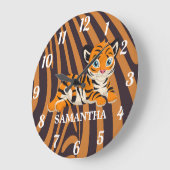 ワイルドジャングルサファリアニマルズベビー ラージ壁時計 (傾斜)