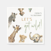 ワイルドジャングルサファリアニマルズ子供の誕生日パーティー スタンダードカクテルナプキン (正面)