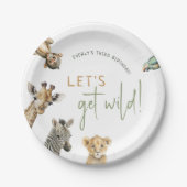 ワイルドジャングルサファリアニマルズ子供の誕生日パーティー ペーパープレート (正面)