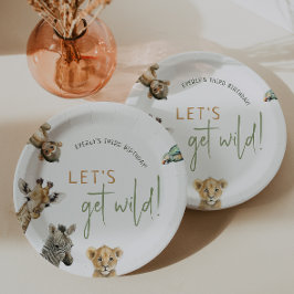 ワイルドジャングルサファリアニマルズ子供の誕生日パーティー ペーパープレート