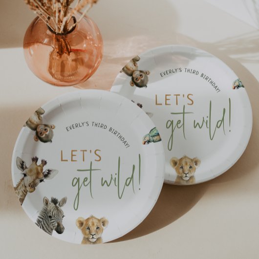 ワイルドジャングルサファリアニマルズ子供の誕生日パーティー ペーパープレート