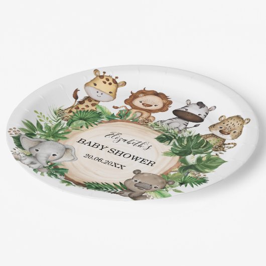ワイルドジャングルサファリアニマルズ1st誕生日パーティー ペーパープレート (アングル)