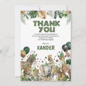 ワイルドジャングルサファリパーティーアニマルズボーイ誕生日 サンキューカード (正面)