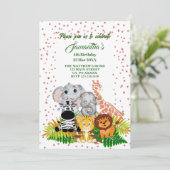 ワイルドジャングルサファリベビーアニマルグリネリー誕生日 招待状 (スタンド正面)