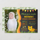 ワイルドジャングルサファリベビータイガーAqiqah写真 招待状 (正面/裏面)