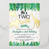 ワイルドジャングルサファリボーイズ2歳実在誕生日 箔招待状 (正面)