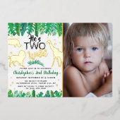 ワイルドジャングルサファリボーイズ2nd誕生日の写真 箔招待状 (正面)