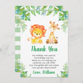 ワイルドジャングルサファリボーイ1st誕生日パーティー サンキューカード (正面/裏面)